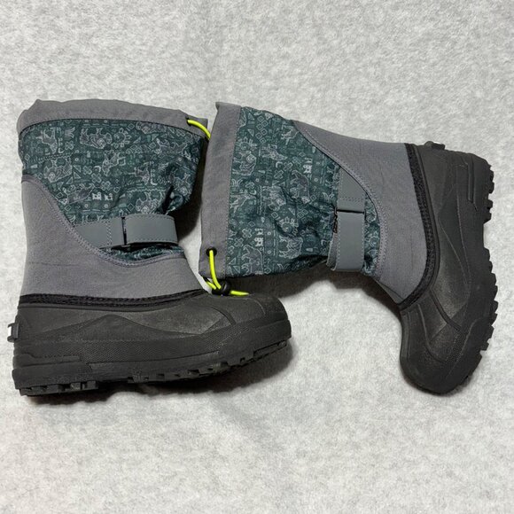 Columbia Kids Boots Size 4 Powderbug Winter Snow Green Gray Waterproof - Picture 8 of 10